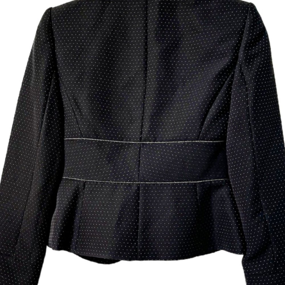 Liz Claiborne Black Tiny Dot Jacket with contrast Stitching and Bow At W… - Picture 2 of 2